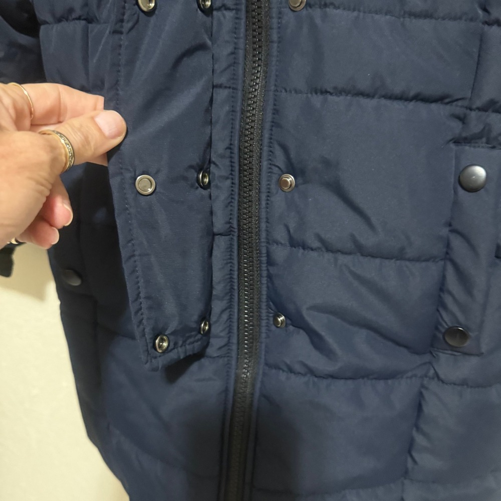 ZSHOW Women Navy Blue Puffer Parka Jacket Faux Fur Hood Quilted Winter Coat Sz 8 - Picture 5 of 13